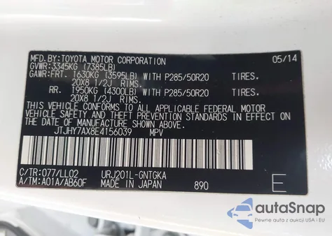 2014 Lexus Lx 570 from USA, damaged, VIN JTJHY7AX8E4156039